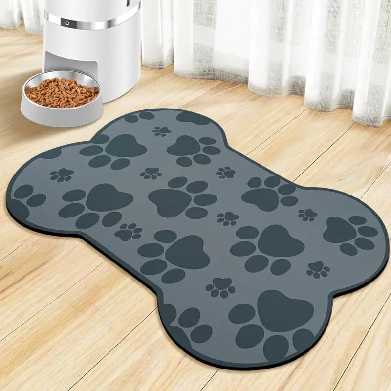 Absorbent Dog Feeding Mat 19x12 - Grey Waterproof Mat